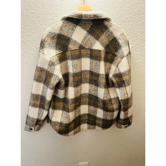 RARE Revolve Saylor Layton Plaid Jacket Gray Wool Shacket S Preppy Quiet Luxury - Picture 4 of 9